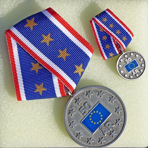 50-års jubilæums medalje sæt for Danmarks indtræden i EU (EF)